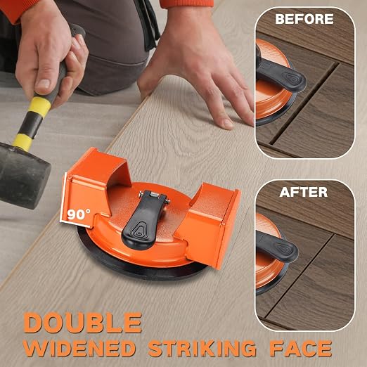 REXBETI Floor Gap Fixer Tool, Plank Gap Repair Kit, Heavy Duty Suction Cup | Double 90° Widened Striking, 10Pcs Sticky Pads, Laminate Flooring Tool, Fixer Laminate/Vinyl Flooring/Hardwood/LVP