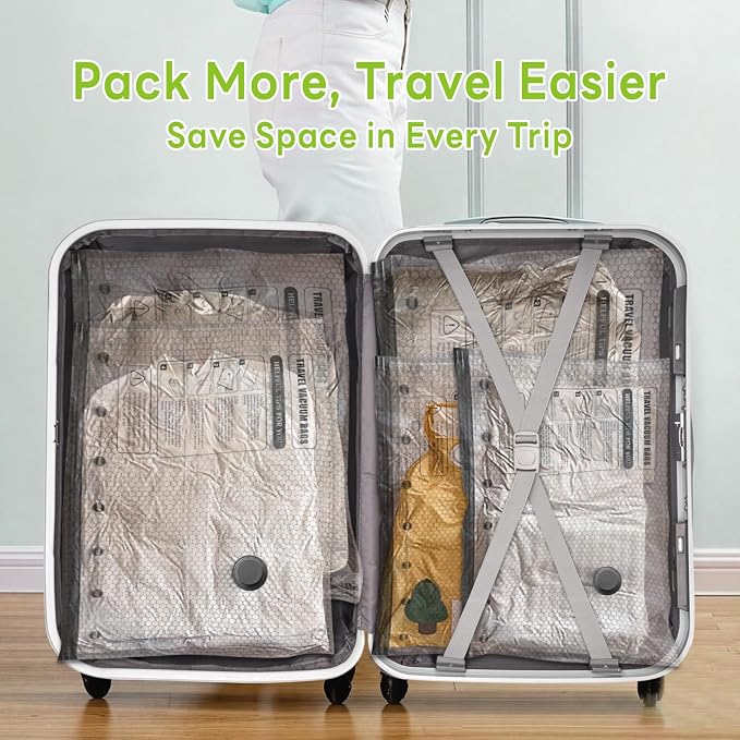 15 Pack Vacuum Bags for Travel with USB Pump,Cordless Travel Vacuum Bag Set for Luggage and Suitcase,Portable Space Saver Storage Seal Packing Bags for Clothing