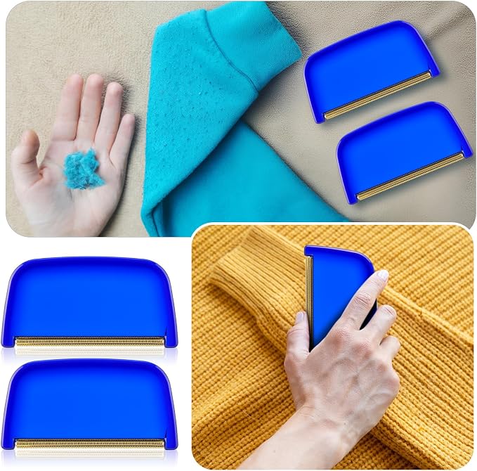 Boao 4 Pieces Sweater Combs to Remove Pilling Sweater Defuzzer Multi-Fabric Shaver Comb Wool Pilling Remover Pills, Fuzz from Clothes (Classic Industrial)