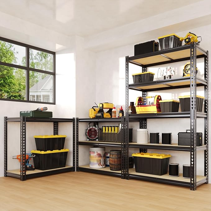 Heavy Duty Garage Storage Shelves, 5-Tier Adjustable Metal Shelving Unit | Up to 2500 Lb Capacity, 48" L x 18" W x 72" H Storage Rack for Kitchen, Pantry, Basement, Bathroom & Laundry