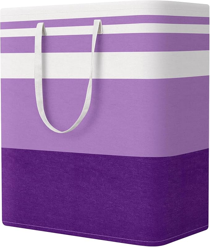 StorageRight Laundry Basket Hamper, 100L Collapsible Clothes Storage, Purple