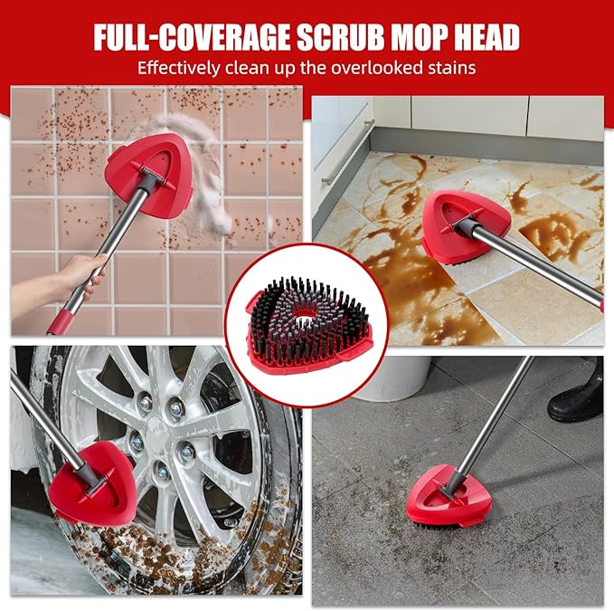 4 Pack Microfiber Mop Replacement Heads Compatible with Oceda EasyWring 1-Tank System - Includes 1 Mop Scrub Brush Head, 1 Mop Base, Easy Cleaning Mop Head Refills (White)