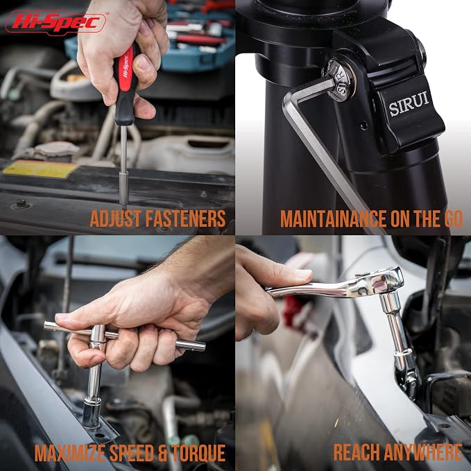 Hi-Spec SAE Auto Mechanics Hand Tool Kit Car Motorcycle Ratchet Wrench | 67pc, socket and wrench coverage, roadside fixes, organized box, garage maintenance help, bike and vehicle tasks, quick setup