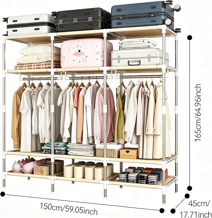 Portable Closet Wardrobe with Drawers for Bedroom，Apartment and Living Room
