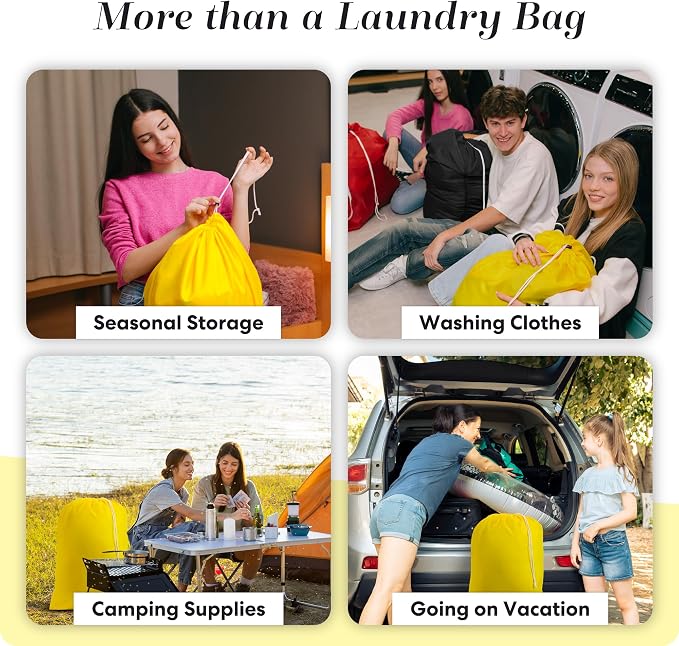 Handy Laundry XL Nylon Laundry Bag 30"x40", 60 lb Capacity, Yellow | 30"x40" XL Nylon Laundry Bag, Locking Drawstring, Machine Washable, 60 lb Capacity, Travel Dorm Hamper Liner, Yellow