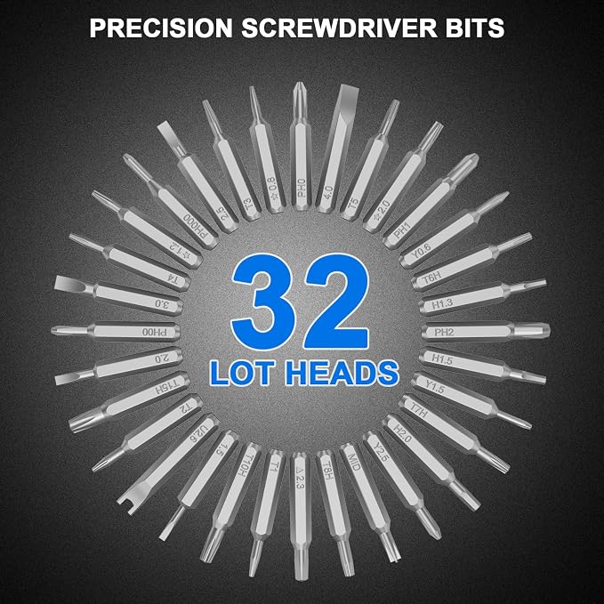 Tanson Precision Screwdriver Set 33-In-1 Small Screwdriver Set,Mini Screwdriver Kit Magnetic Professional Electronic Repair Tool for PC,Computer,Laptop,Iphone,Cell Phone,MacBook,Tablet,Watch,Glasses