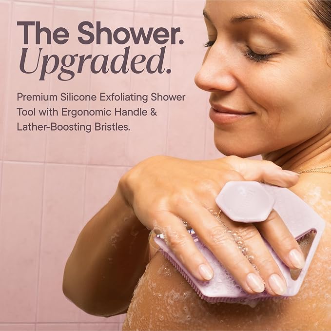 TOOLETRIES Silicone Body Scrubber 2.0, Loofah Alternative - Blossom | Gentle exfoliating shower scrubber that's quick drying, hygienic and longer lasting than traditional loofahs.