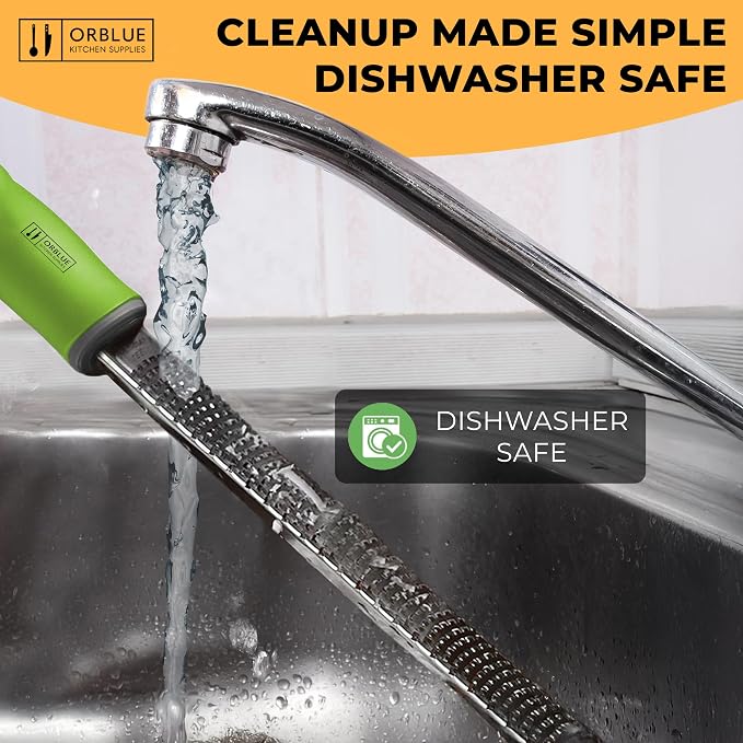 Orblue Lemon Zester & Cheese Grater - Premium Citrus Zester, Kitchen Grater for Parmesan, Chocolate, Fruits, Vegetables, Ginger, Garlic, Nutmeg - Stainless Steel Blades with Protective Cover, Green