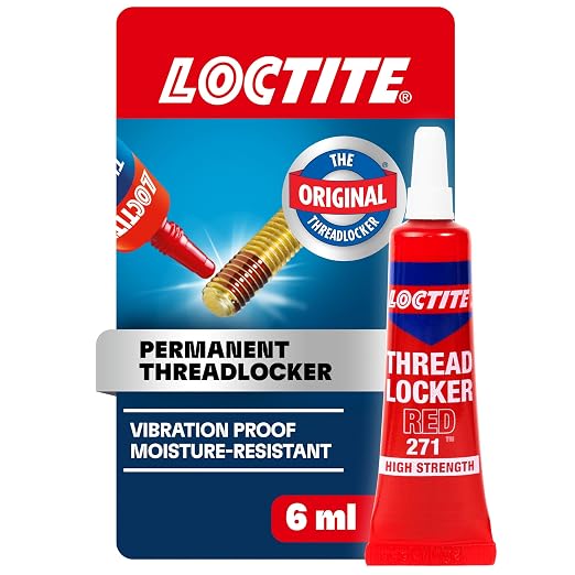 Loctite Threadlocker Red 271 - Permanent Thread Lock Glue for Nuts, Bolts, & Fasteners, High Strength Screw Glue to Prevent Loosening & Corrosion - 6 ml, 1 Pack