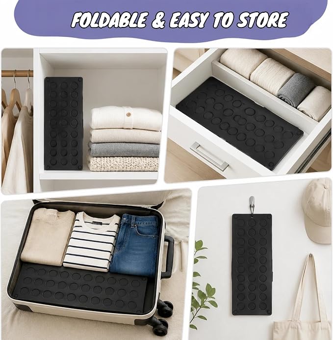 Mini Toddler Shirt Folding Board - Ages 1-7 Black, Builds Independence | great for Montessori laundry, lightweight PP, smooth rounded edges, quick & simple, develops confidence & skills, stores flat
