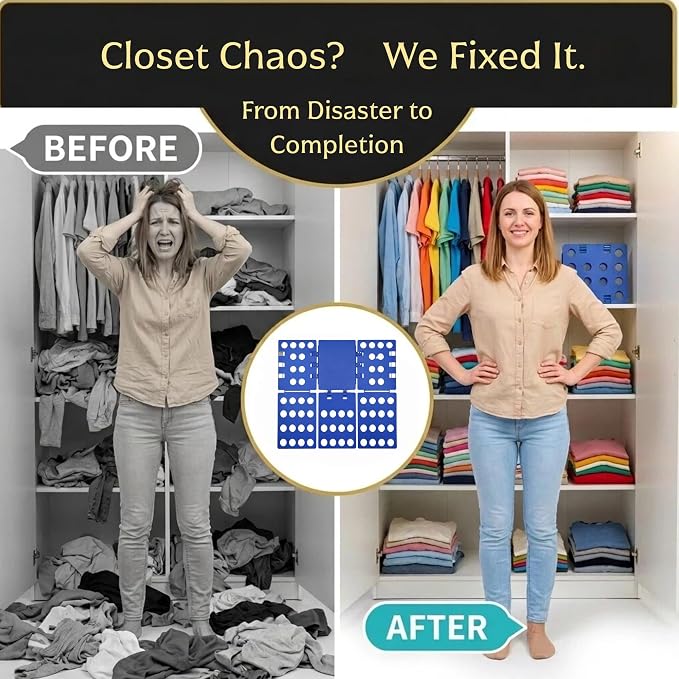 Shirt Folding Board, Shirt Folder - Folds Hoodies, Jeans & Shirts, Blue | Quick garment folding, heavy duty for thick clothes, for adults & kids, compact foldable design, no assembly required