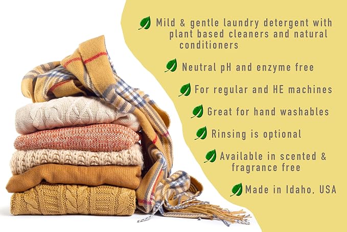 Outback Gold Wool Wash 16 oz, Unscented, pH Neutral, Made in USA | Plant-based, enzyme-free, fragrance-free pH-neutral wash for wool, cashmere, silk, sheepskin & baby items. HE compatible.