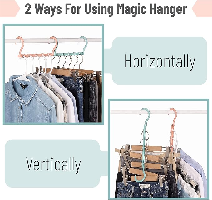 Mr. Pen- Space Saving Hangers, 8 pcs, 360° Rotating Hooks | Magic Cascading Hanger Organizer with 5 Enclosed Slots, Closet Organizers and Storage for Clothes