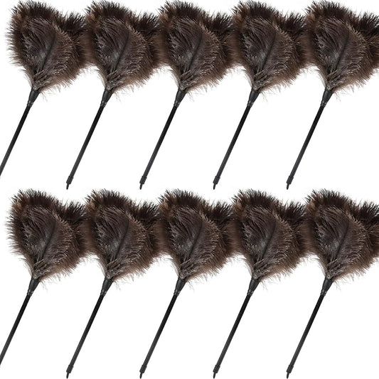 Ostrich Feather Duster-14.9 Inch Mini Natural Feathers Dusters with Plastic Handle Reusable Handheld for Cleaning Supplies Home Car Office(10pcs)