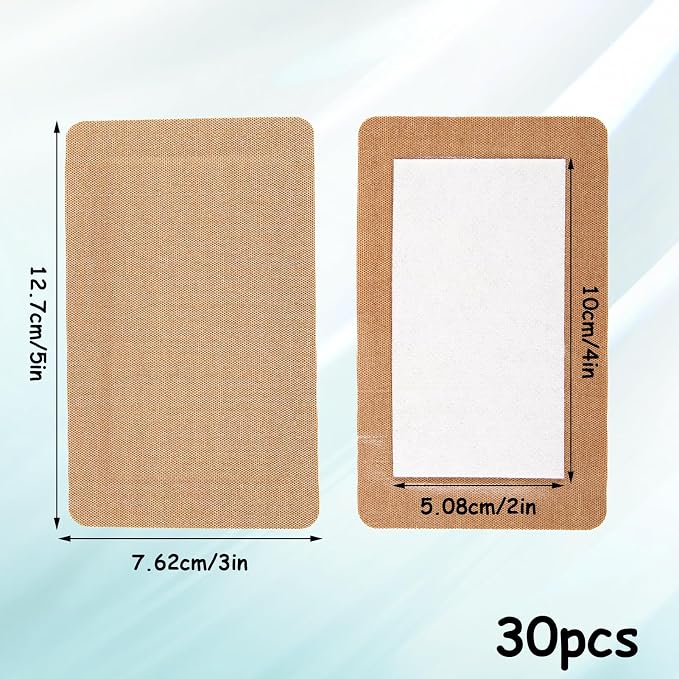 30 Pcs Extra Large Adhesive Bandages, 5" x 3" Fabric Bandages with Non-Stick Pad, Flexible Band Aids, Latex Free Painless Removal for Wound Care and First Aid, Sterile Fabric Bandage