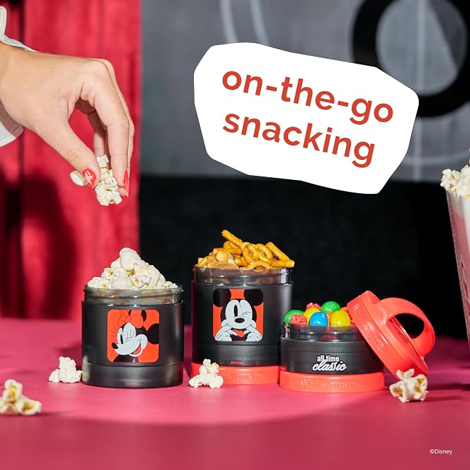 Whiskware Disney Mickey Mouse and Friends Stackable Snack Containers for Babies, Toddlers, and Kids, 3 Stackable Snack Cups for School and Travel, Cupholder Friendly, All Time Classic!