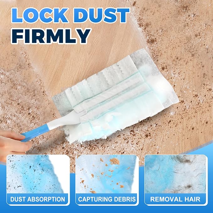50PCS Microfiber Duster Refills Kit with 5 Handles Compatible with Swiffer