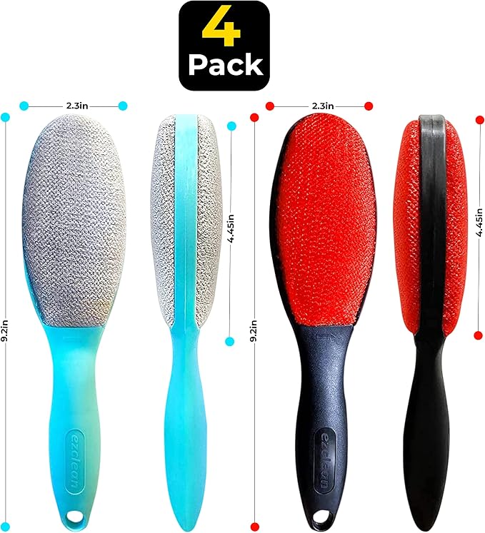 4Pack 2Colors Lint Brush for Clothes Furniture Couch, Lint Brush Pet Hair Remover for Clothes Brush, Reusable Lint Brushes for Pet Hair,Velvet Brush, Pet Brush, Fabric Brush
