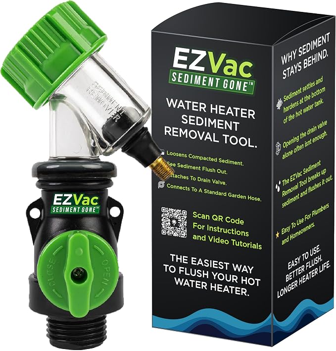 Sediment Gone™ Water Heater Sediment Removal Tool – Flushes, Cleans & Breaks Up Sediment Clogs in Electric or Gas Water Heaters – Easy DIY Water Heater Cleaning Tool