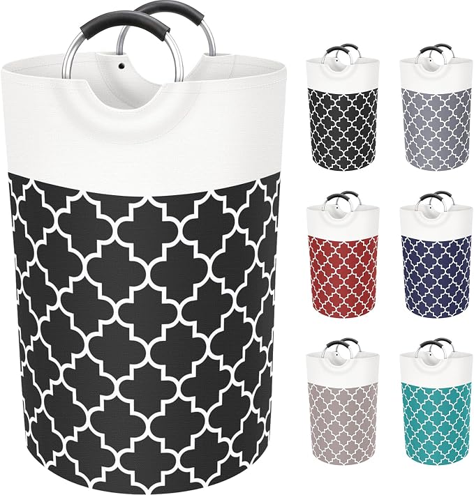 Fabspace Large Laundry Basket Laundry Hamper Bag Washing Bin Clothes Bag Collapsible Tall with Handles Waterproof Travel Bathroom College Essentials Storage for College Dorm, Family (Black) 75L | Freestanding Laundry Hamper, Waterproof Dirty Clothes St...