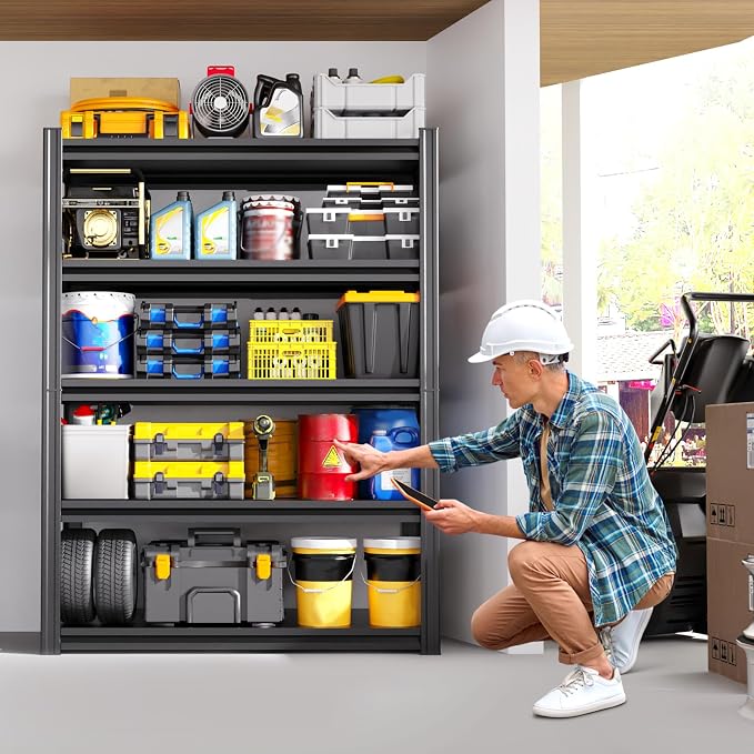 Heavy Duty Metal Garage Shelving Unit, 71.2" H x 35.4" W x 15.7" D, 5-Tier Adjustable Storage Shelves for Garage Storage, Standing Shelf Unit & Shelves Organizer for Home, Warehouse, Workshop
