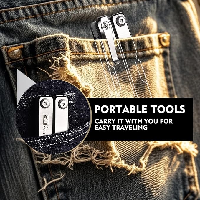 SQT2051 11-in-1 Multitool - Foldable, Professional Multitool for Men, DIY, Outdoor Camping, Home Repairs, Survival Kit, Hiking, Fishing, Emergency Use, Compact & Durable, Ideal Gift for Men