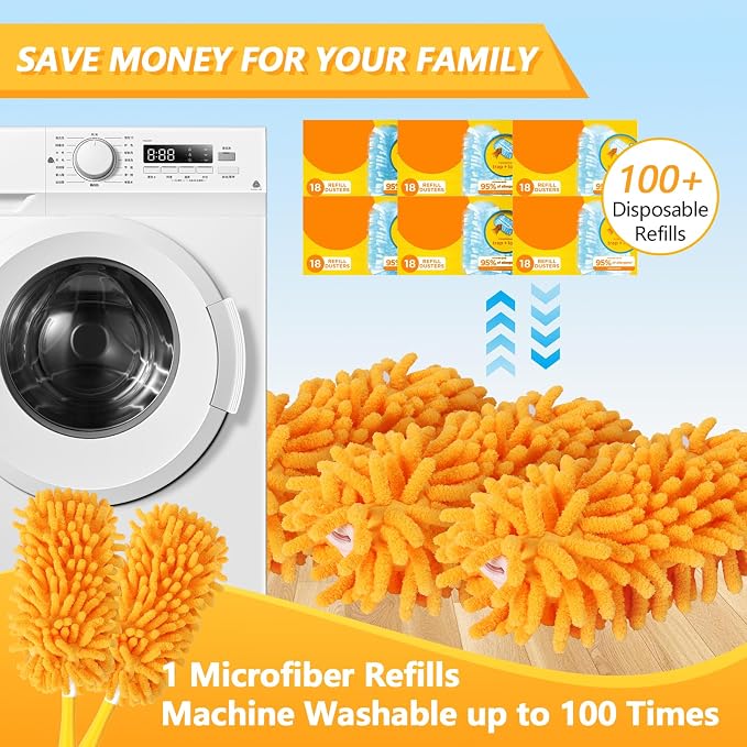 Reusable Duster Refill Compatible with Swiffer Hand Duster Kit | Pet Heavy Duty Duster Refills Fit for Swiffer Duster, Microfiber Washable 360 Duster Pads for Dusting Cleaning, 6 Pack