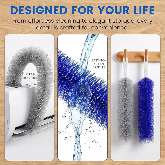 Fan Cleaner Brush,2 Pack 2026 New Bendable Microfiber Cleaning Brush, Reusable Washable Dust Remover Duster, Multi-Purpose Gap Vent Fan Air Conditioner Cleaning Tool