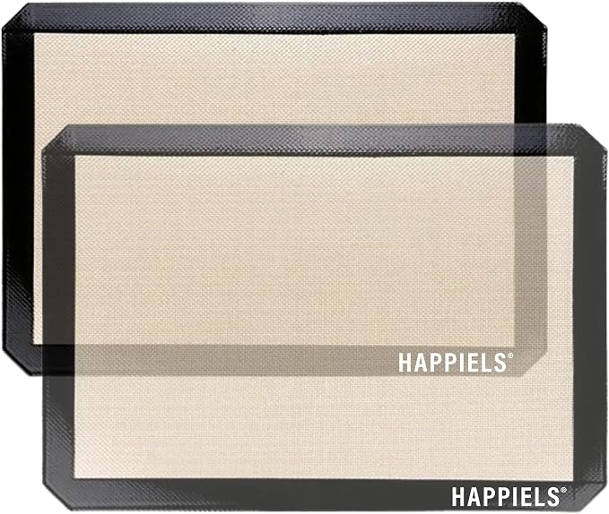HAPPIELS NonStick Baking Mats for 15 inch Sheets 2-Pack | Silicone Nonstick Baking Mats 10 x 15 inches | Cookie Sheet Mat 10x15 | | Silicon Mats 15x10 in