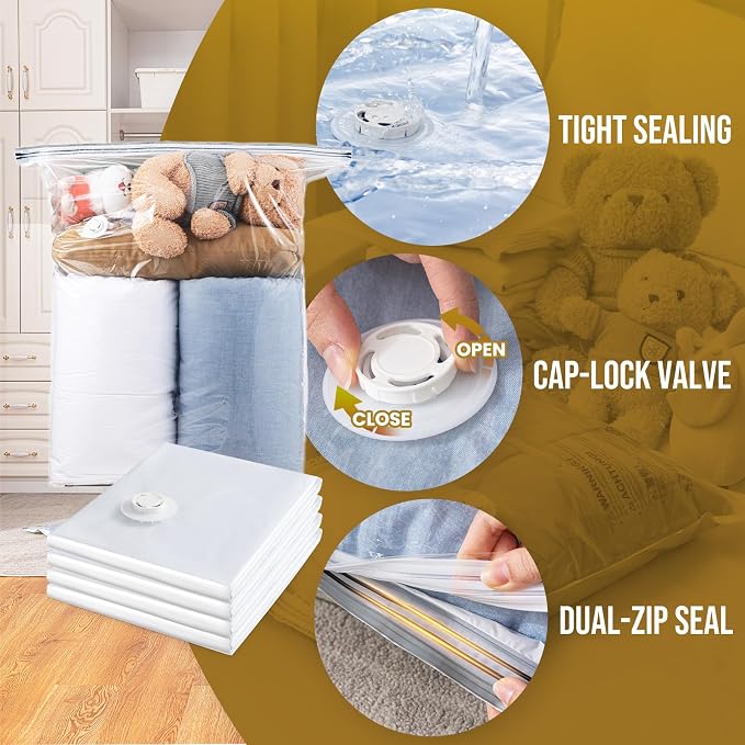 TAILI 4 Pack Vacuum Storage Bags, Jumbo Size (31×40 inch), Vacuum Seal Bag for Clothing, Bulky Bedding, Comforter, Blankets, Pillows, Space Saver Packing