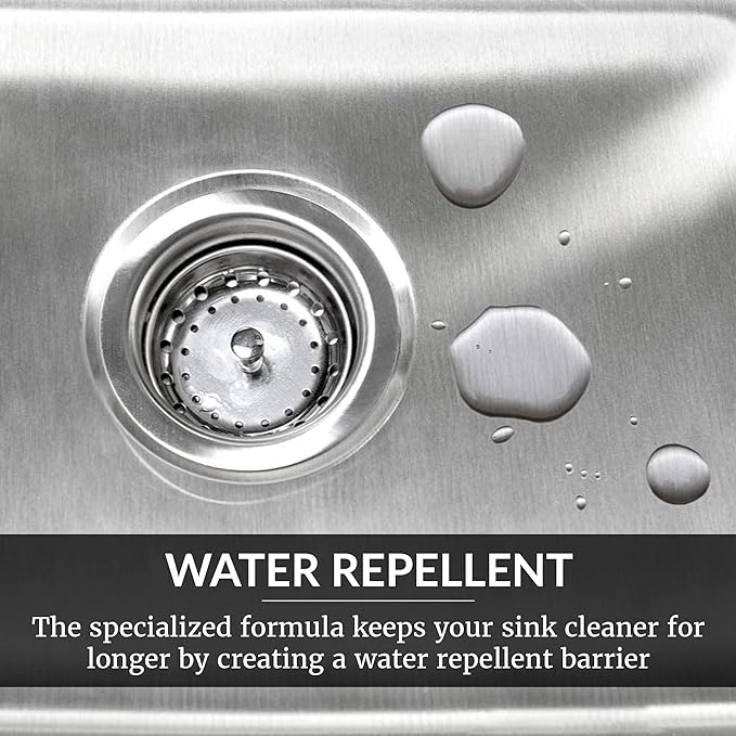 HOPE'S Perfect Sink Cleaner and Polish, Restorative, Water-Repellant, Removes Stains, Ideal for Brushed Stainless Steel, Cast Iron, Porcelain, Corian, Composite, Acrylic, 8.5 oz 4 Pack
