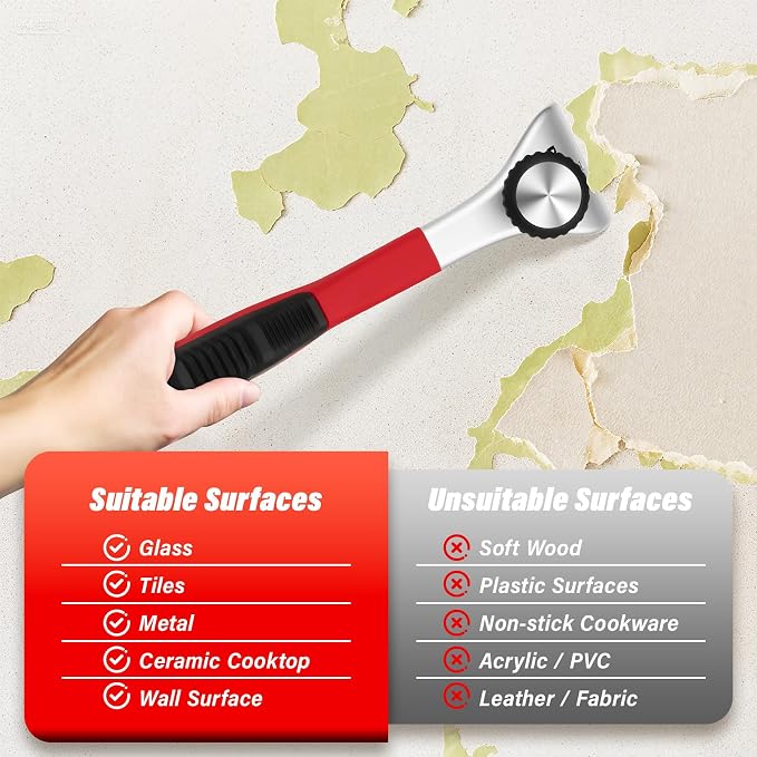 DIYSELF Carbide Scraper, 2-3/8 Inch Heavy Duty Paint Scraper for Wood | Putty Knife and Scraper Tool for Resin, Glue, Varnish, Rust & Dry Glaze, Carbide Scraper for Wood, Red & Black
