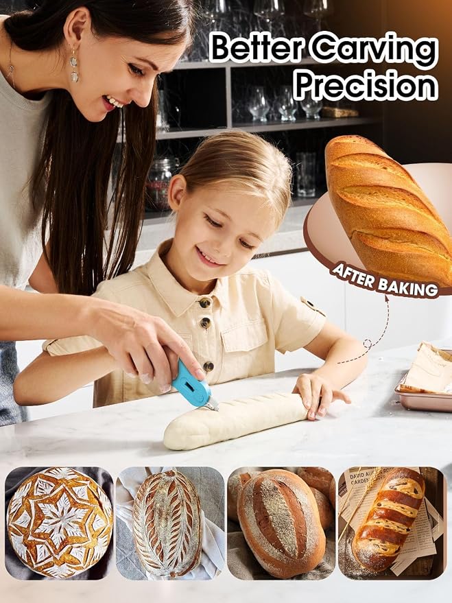 CLUEAPOP Bread Lame for Dough Scoring, Magnetic & Reusable Bread Lame Dough Scoring Tool, Anti-Slip Handle with Long Retractable Razor Blades, Sourdough Scoring Tool for Bread Making
