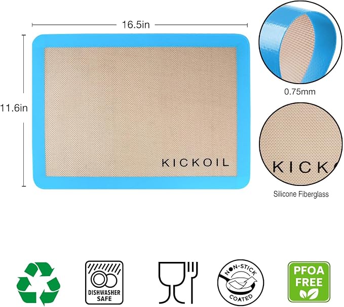 Silicone Baking Mats Set of 4, Non-Stick Reusable BPA-Free Oven Liners,100% Food-Grade Silicone Baking Sheets for Cookies, Macarons, Bread and Pastry,16.5'' x 11.6''(Half)