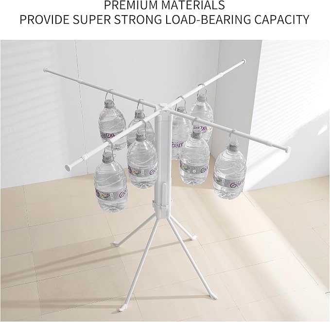RFOUO Foldable Clothes Drying Rack with Aluminum 4 Rods 16 Clips | Portable，Space-Saving Freestanding Drying Rack for Indoor Outdoor, Apartment, Bedroom, Laundry Room