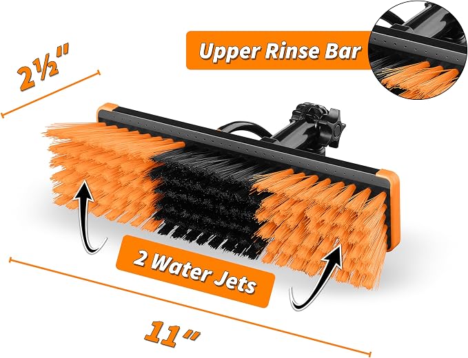 5-24 ft Water Fed Pole Window Cleaning System // Professional Telescopic Solar Panel Cleaning Equipment // Water Fed Brush with Upper Rinse Bar, 10" Squeegee, Water Filter, Soap Dispenser & Water Hose