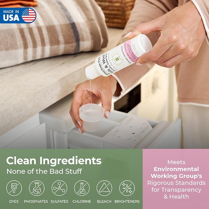 Heritage Park Silk & Wool Delicates Detergent - Spring Magnolia - 4 fl oz | EWG Verified & EPA Safer Choice - Enzyme-Free Liquid Detergent - Hypoallergenic, Dermatologist Tested, Gentle on Silk & Wool