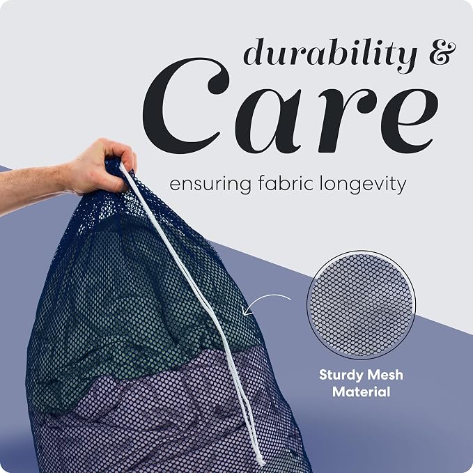 Handy Laundry Mesh XL Laundry Bag - Durable, Machine Washable with Secure Drawstring Closure - Perfect for College Dorms, Laundromats, Apartments (Navy, Large 24" x 36") | XL 24x36 Mesh Laundry Bag, Secure Drawstring, Heavy Duty, Machine Washable, for ...