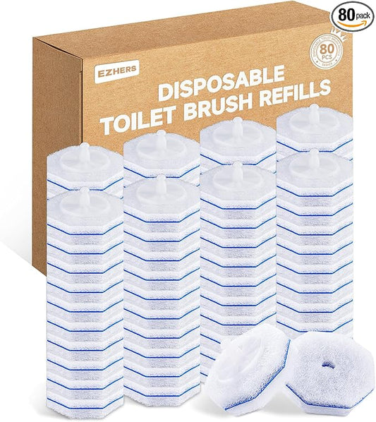80 Count Toilet Wand Refills for Clorox, 5X Cleaning Power Toilet Bowl Wand Refills & High-Density Disposable Toilet Brush Scrubber - No Falling Apart, Instant Foam for Bathroom Cleaning