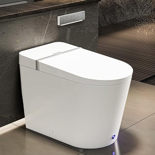 Casta Diva Smart Toilet, Wider Bidet with Heated Seat, Auto Open/Close, Warm Water, Foot Sensor Auto Flushing, Modern Japanese Toilet for Bathroom with Remote Control 1.28GPF(CD-K010)
