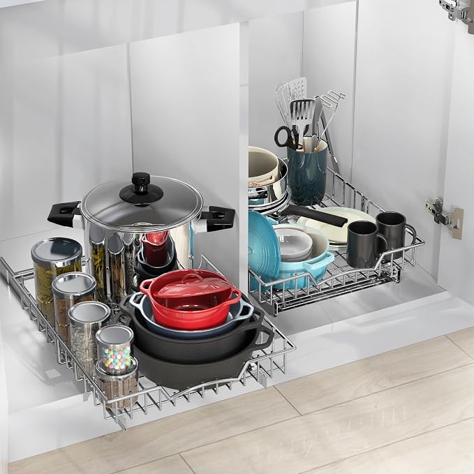 Simple Houseware Under Cabinet Pull Out Sliding Shelf Drawer, 18Dx14W | for Kitchen Organizer