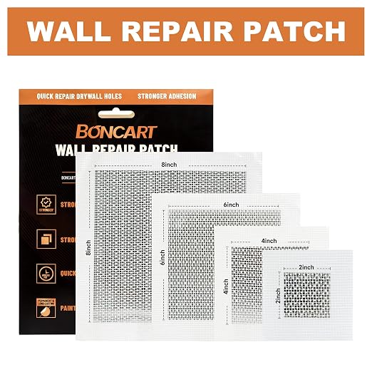 Boncart Self-Adhesive Drywall Repair Patch Kit, 2, 4, 6, 8 Inch | Multiple Sizes Self Adhesive Repair Patch For Quick Repair Of Large Holes. Mesh Patch Included