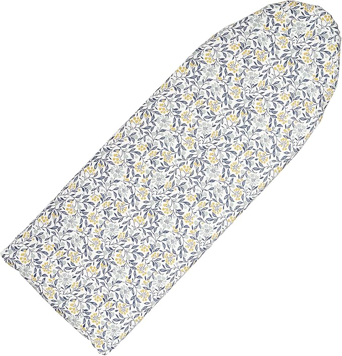 Seiritex Over the Door Ironing Board Cover 13 x 37 inch, Small Ironing Board Cover w Heat Reflective 3 Layers Thick Padding with Hook and Loop Fasteners (Flora)