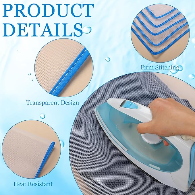 Hahafelt 5 Pcs Pressing Cloth for Ironing Heat Resistant Ironing Mesh Protector to Protective Delicate Fabrics Like Silk and Wool, 15.75 x 23.62 Inches
