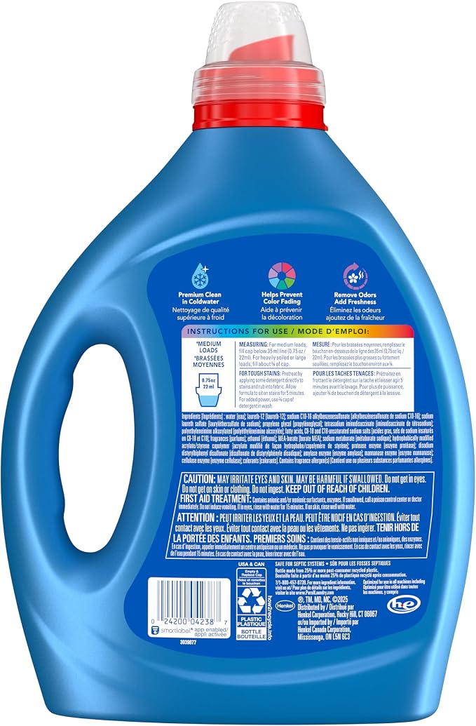 Persil Intense Fresh Liquid Laundry Detergent, 110 Loads, 82.5 Fl Oz | Deep Clean & Care, Lasting Freshness, Helps Protect Colors, Ultra Concentrated Formula, HE Safe, All Water Temperatures