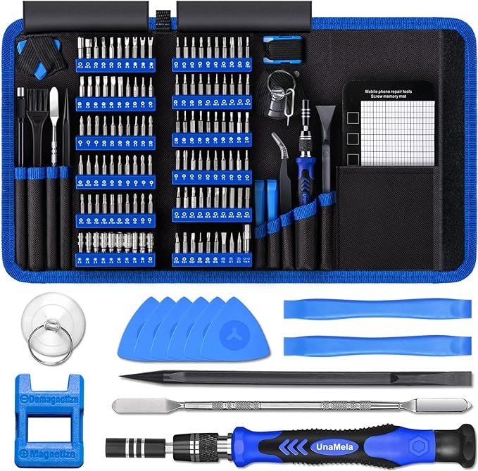 PC Building Tool Kit 140-IN-1: Computer Tool Kit for Repair & Assembly, Precision Screwdriver Set with Magnetic Bits for Laptop, iPhone, MacBook, PS4/5, Xbox, Game Console (Blue) | Laptop, Phone and Game Console Repairs, CRV Bits, Flexible Shaft, Magne...