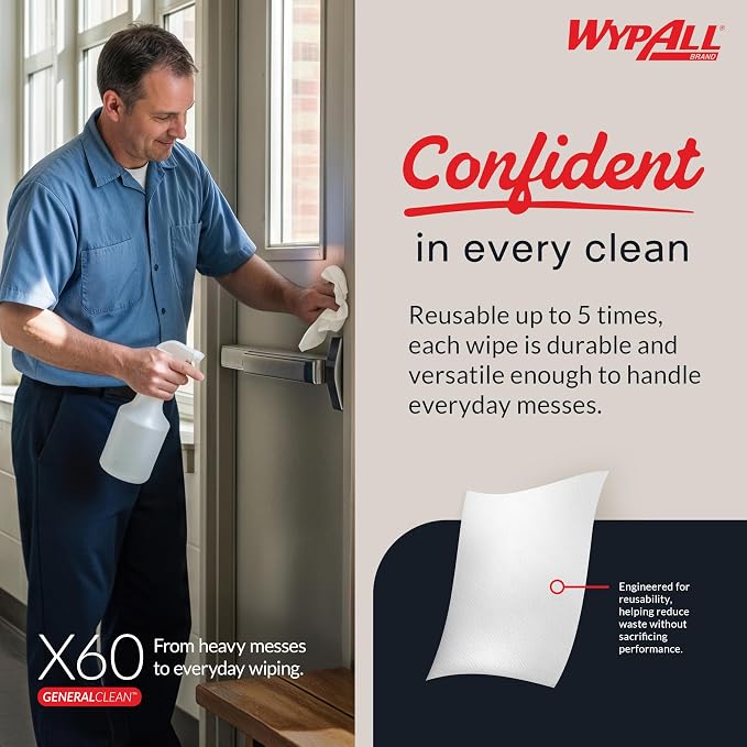 WypAll GeneralClean X60 Multi-Task Cleaning Cloths, 9 x 100 Towels (34770)