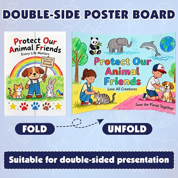 30 Pack Trifold Poster Board, 16in x 24in Corrugated Project Board, White Presentation Board, Trifold Display Board for School Project, Business Presentation, Science Fairs, Event Display