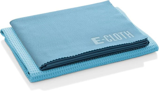 E-Cloth Microfiber Window Cleaning Cloth Kit - Glass Cleaning Cloth for Windows, Mirrors, Cars, Lenses, Eyeglasses, & More, Streak Free Clean, Machine Washable Reusable Towel - Alaskan Blue