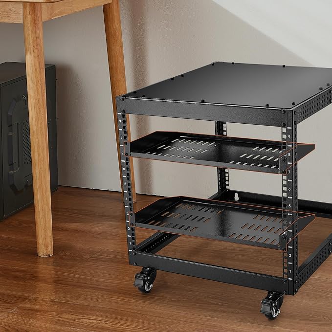 VEVOR 2PCS 1U Server Rack Shelf, Universal Vented Rack Mount Cantilever Tray for 19 inch Network Equipment Rack & Cabinet, 10" Deep Rack Mount Shelf, Weight Capacity 50 lbs Wall Mount Rack Shelf